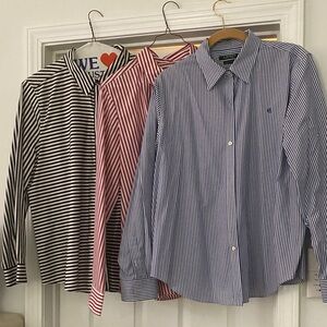 All three Classic Striped women’s  Shirt - Blue, Red, Black